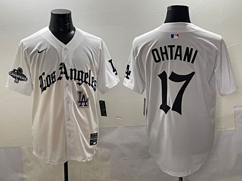 Men 2025 Los Angeles Dodgers #17 Ohtani White Five generations Joint Name Nike MLB Jersey style 5180